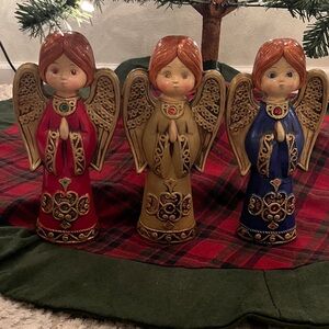 Vintage Ardco Set of 3 Angel Figurines - 10 3/4” MCM Holiday Christmas
